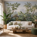 Papier Peint Jungle Vintage Aquarelle Autocollant Sur Mesure