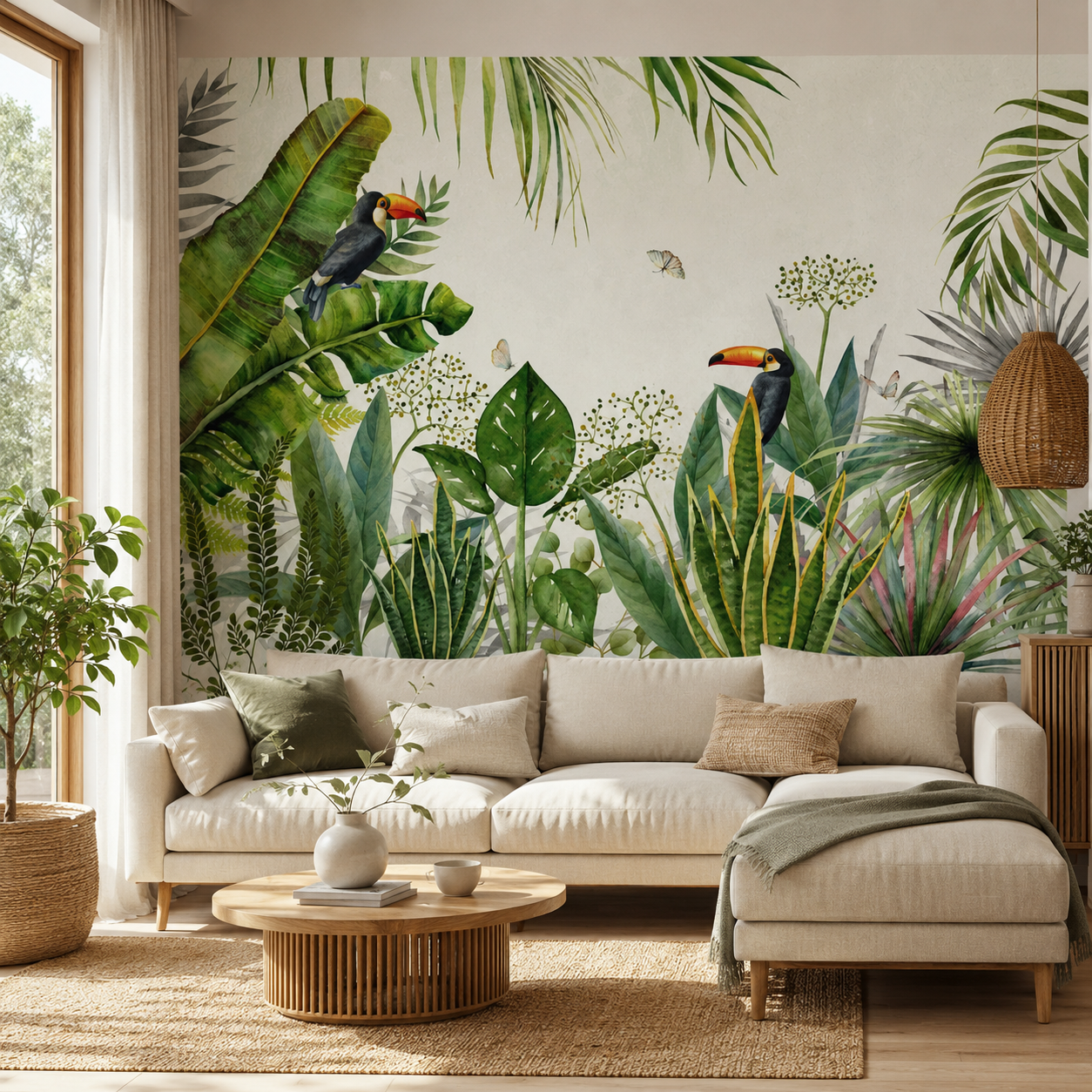 Papier Peint Jungle Oiseaux Exotiques