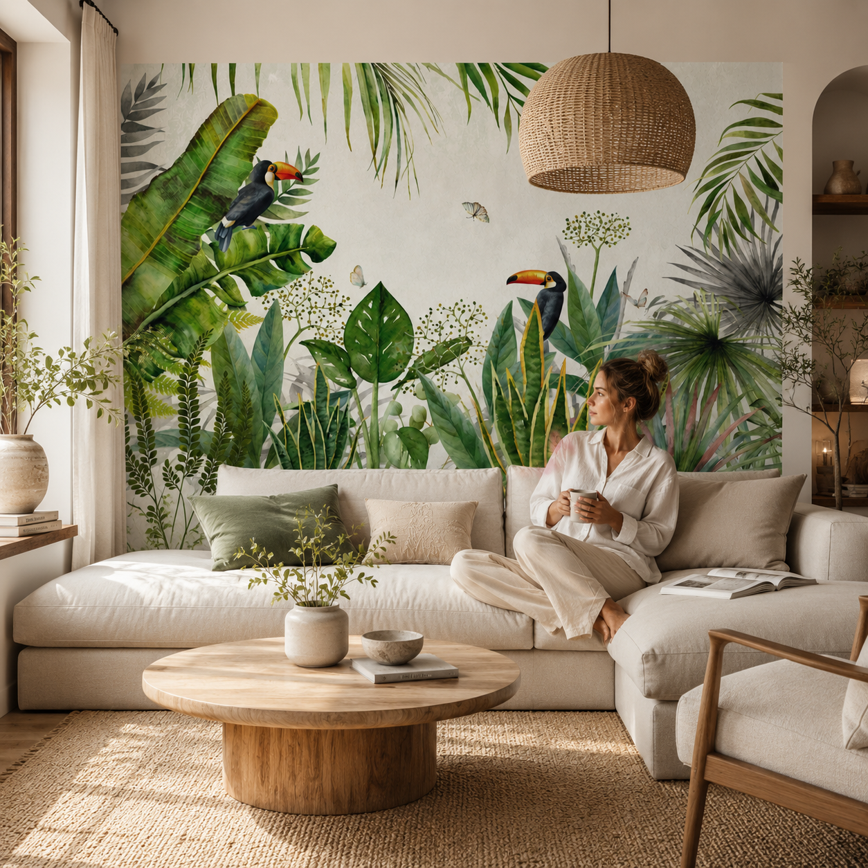 Papier Peint Jungle Oiseaux Exotiques