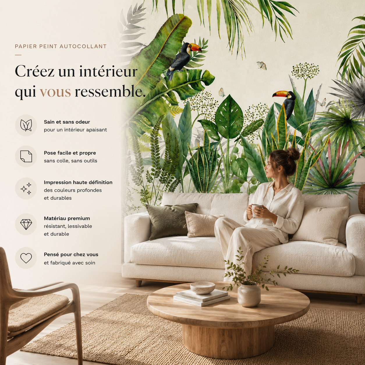 Papier Peint Jungle Oiseaux Exotiques