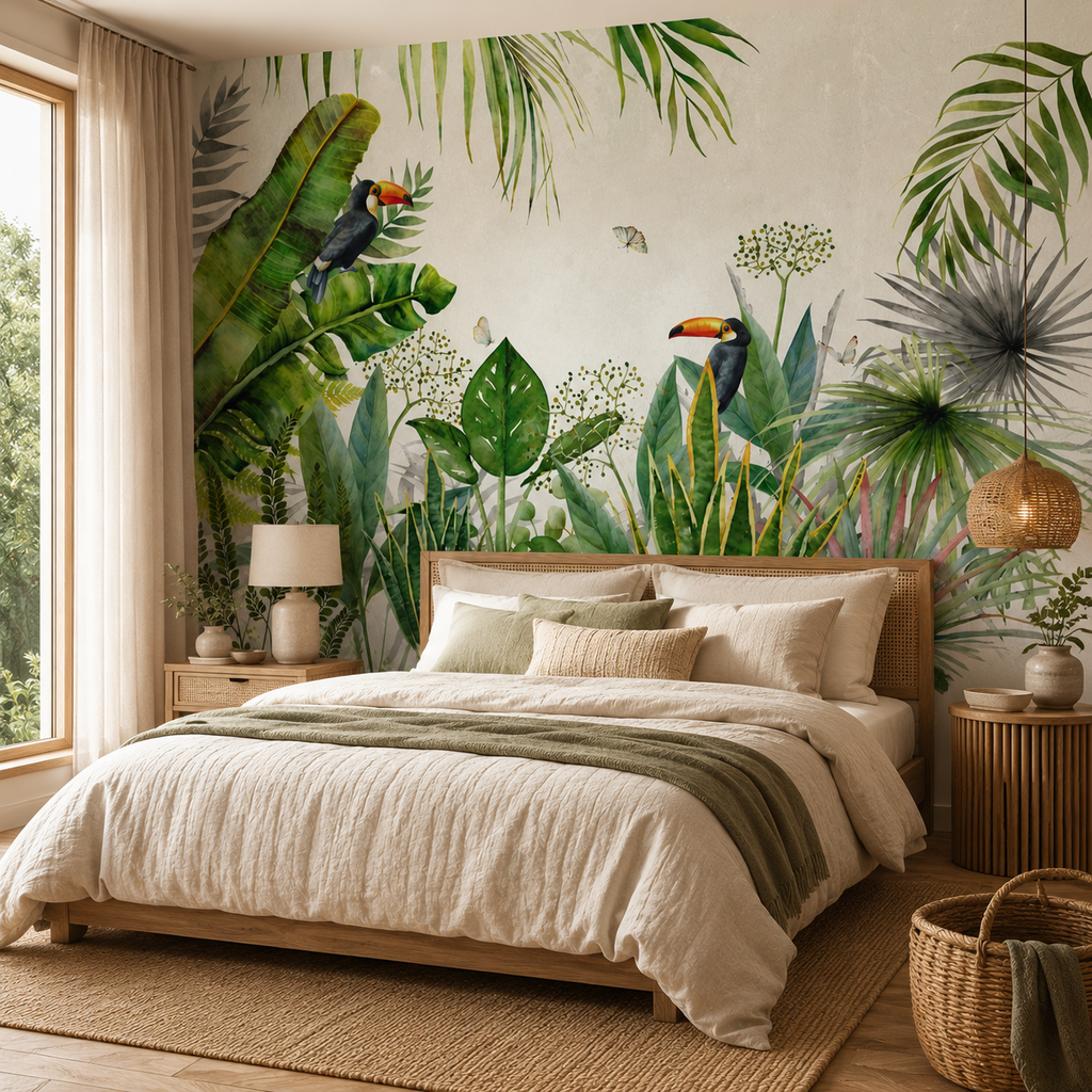 Papier Peint Jungle Oiseaux Exotiques
