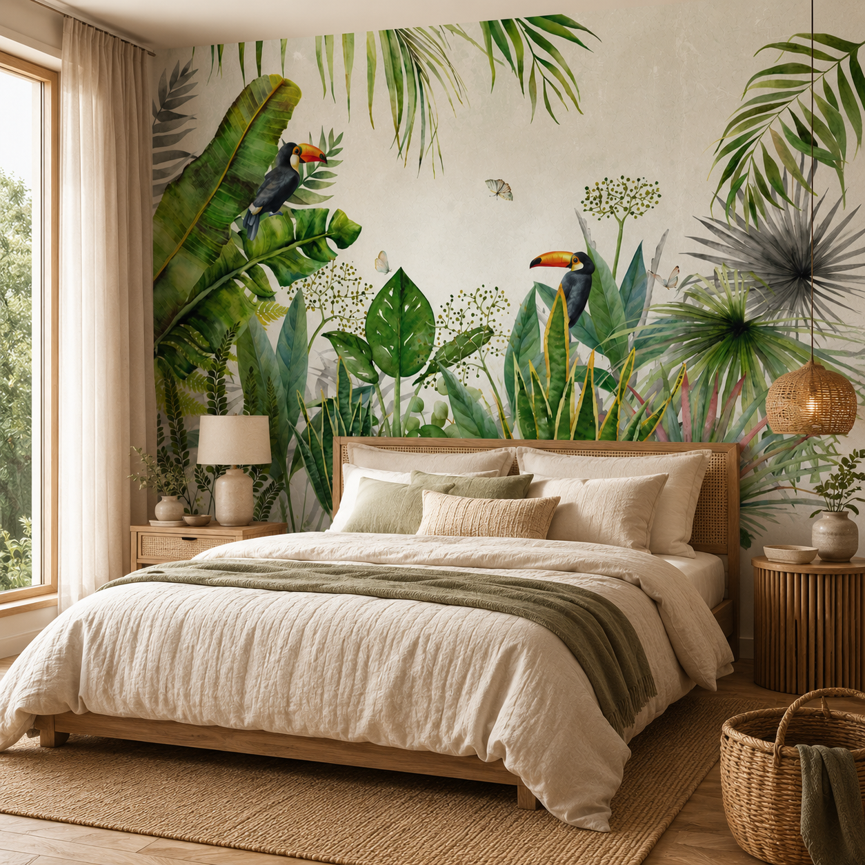 Papier Peint Jungle Oiseaux Exotiques