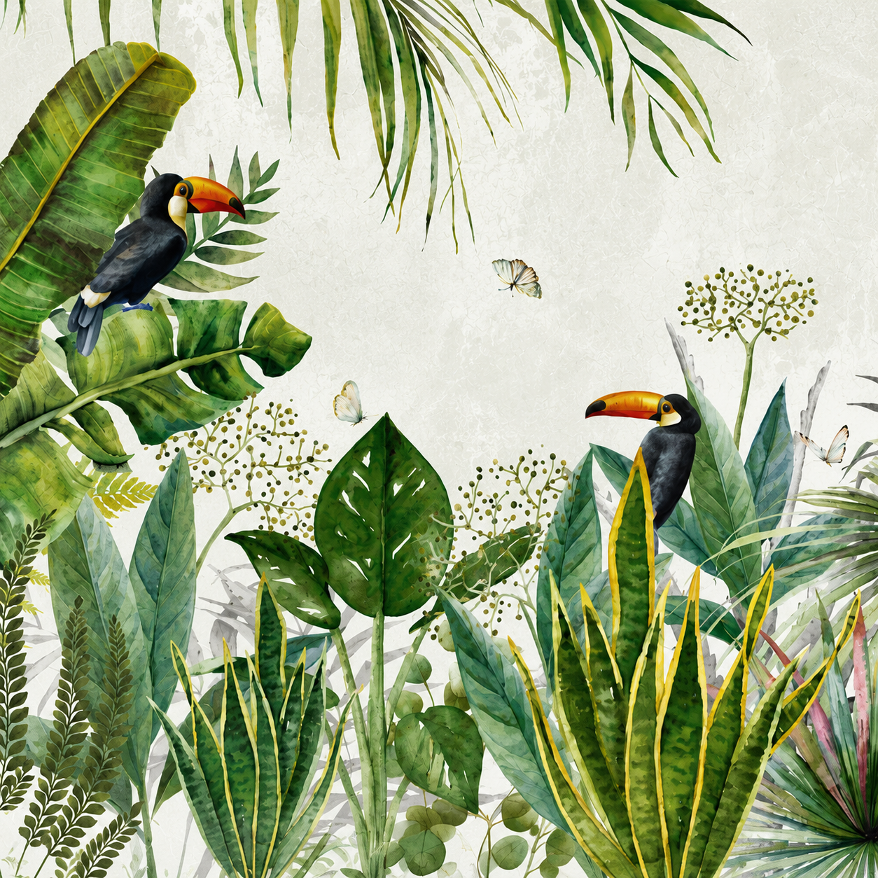 Papier Peint Jungle Oiseaux Exotiques