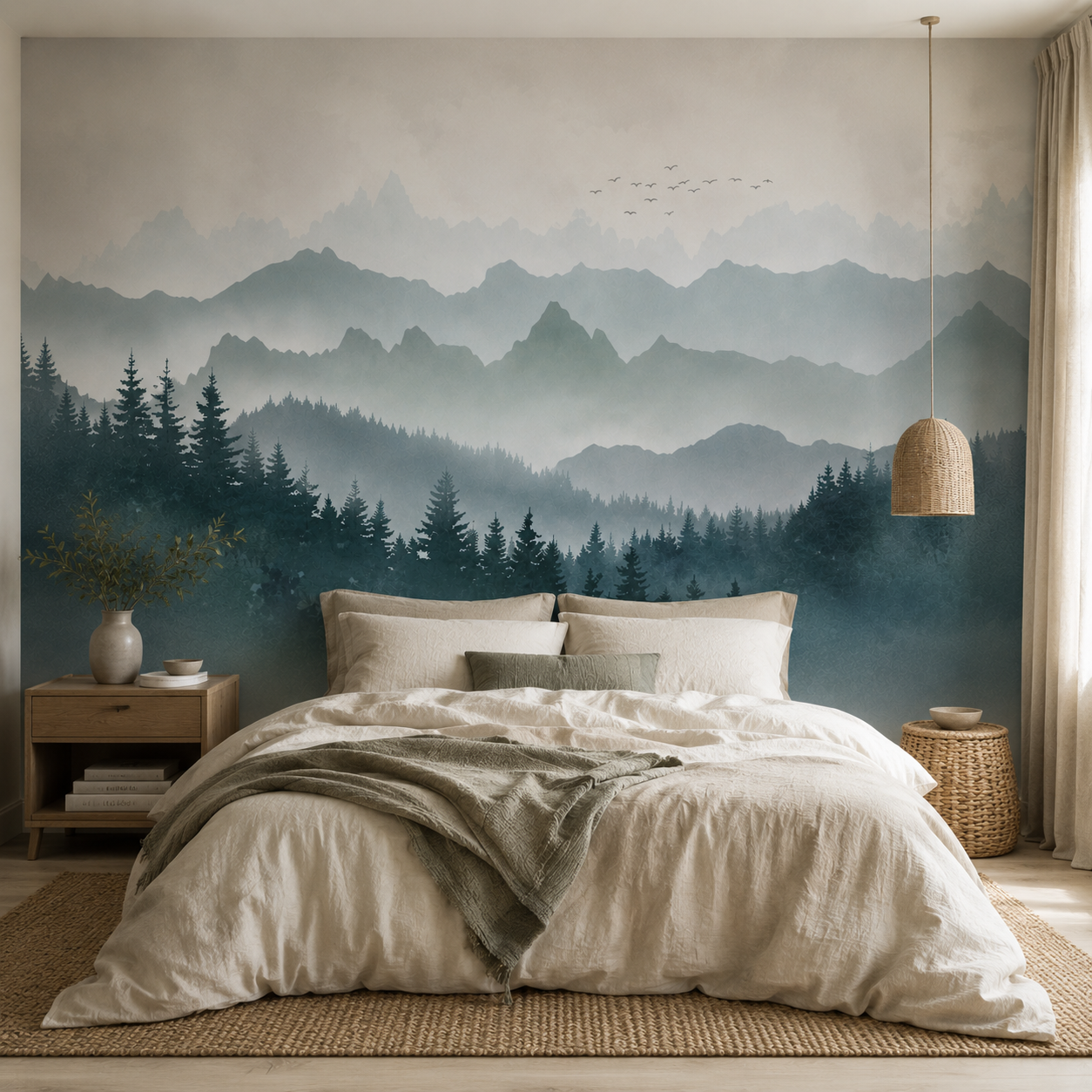 Papier Peint Montagne Brume Terracotta