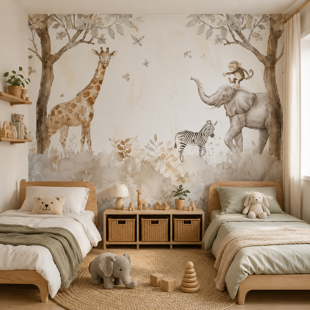 Papier Peint Douce Savane aux Girafes