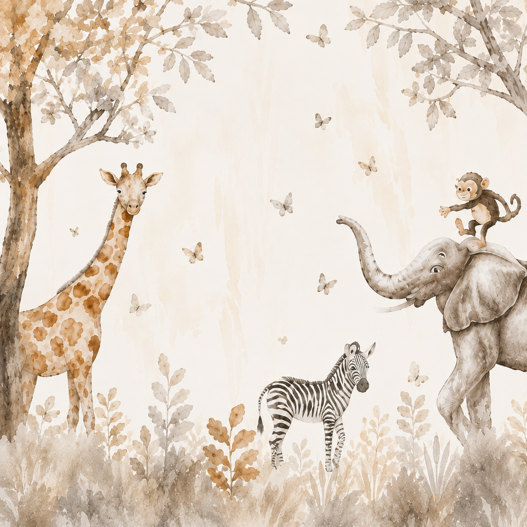 Papier Peint Douce Savane aux Girafes