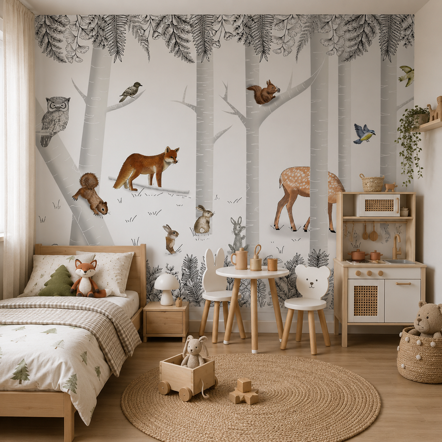Papier Peint Forêt Enchantée et ses Animaux
