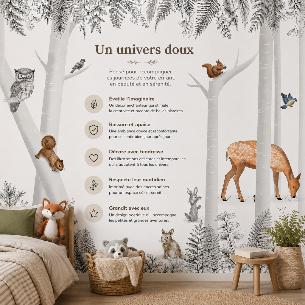 Papier Peint Forêt Enchantée et ses Animaux
