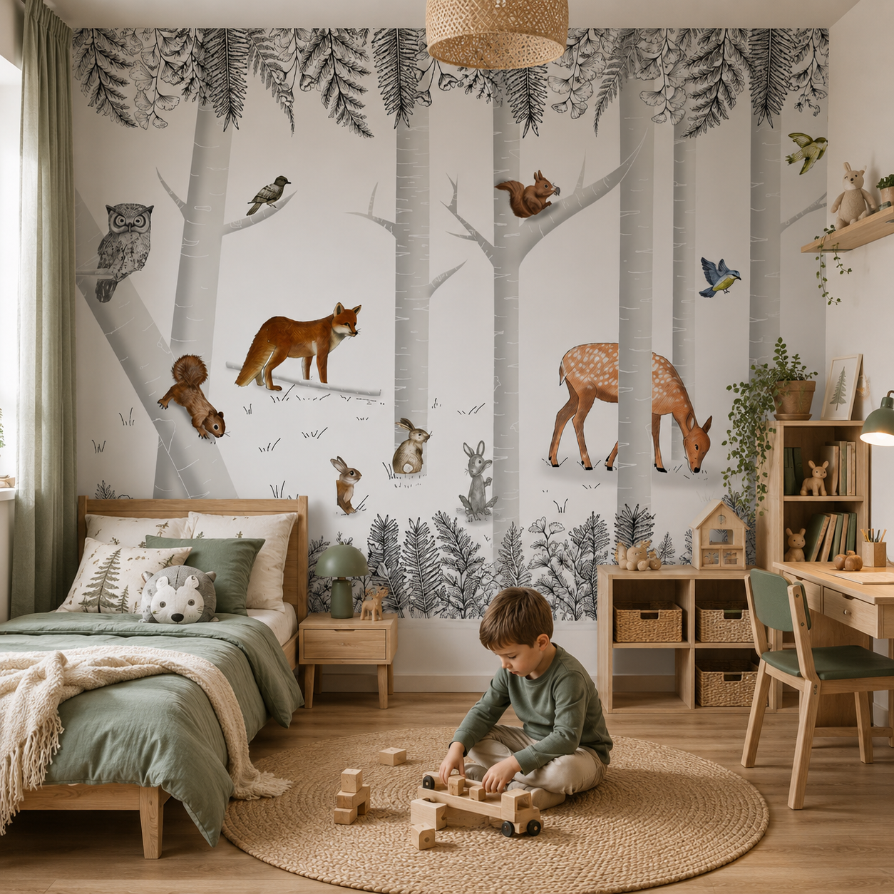 Papier Peint Forêt Enchantée et ses Animaux