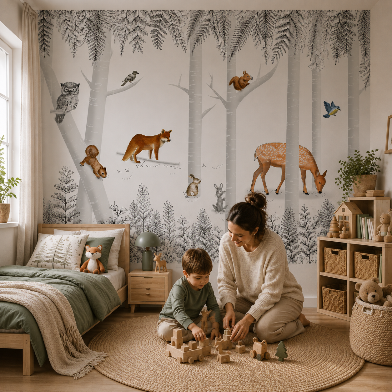 Papier Peint Forêt Enchantée et ses Animaux