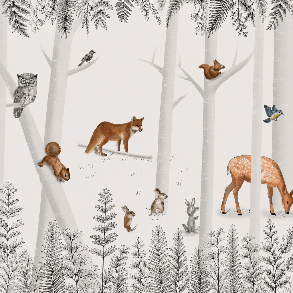 Papier Peint Forêt Enchantée et ses Animaux