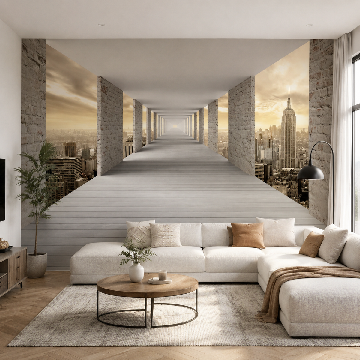 Perspective New York Hall : décor panoramique en situation