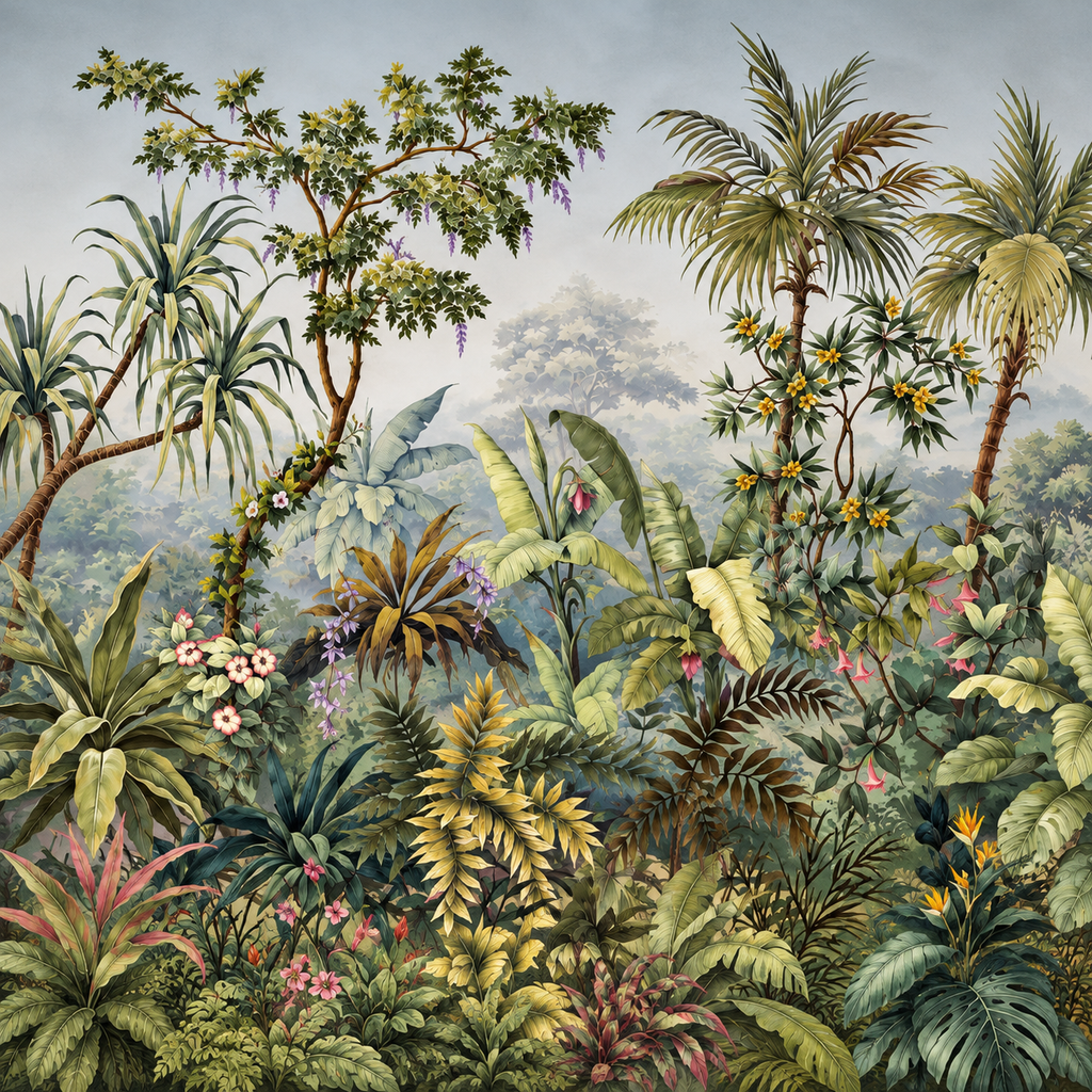 Jungle Vintage Aquarelle : décor à plat