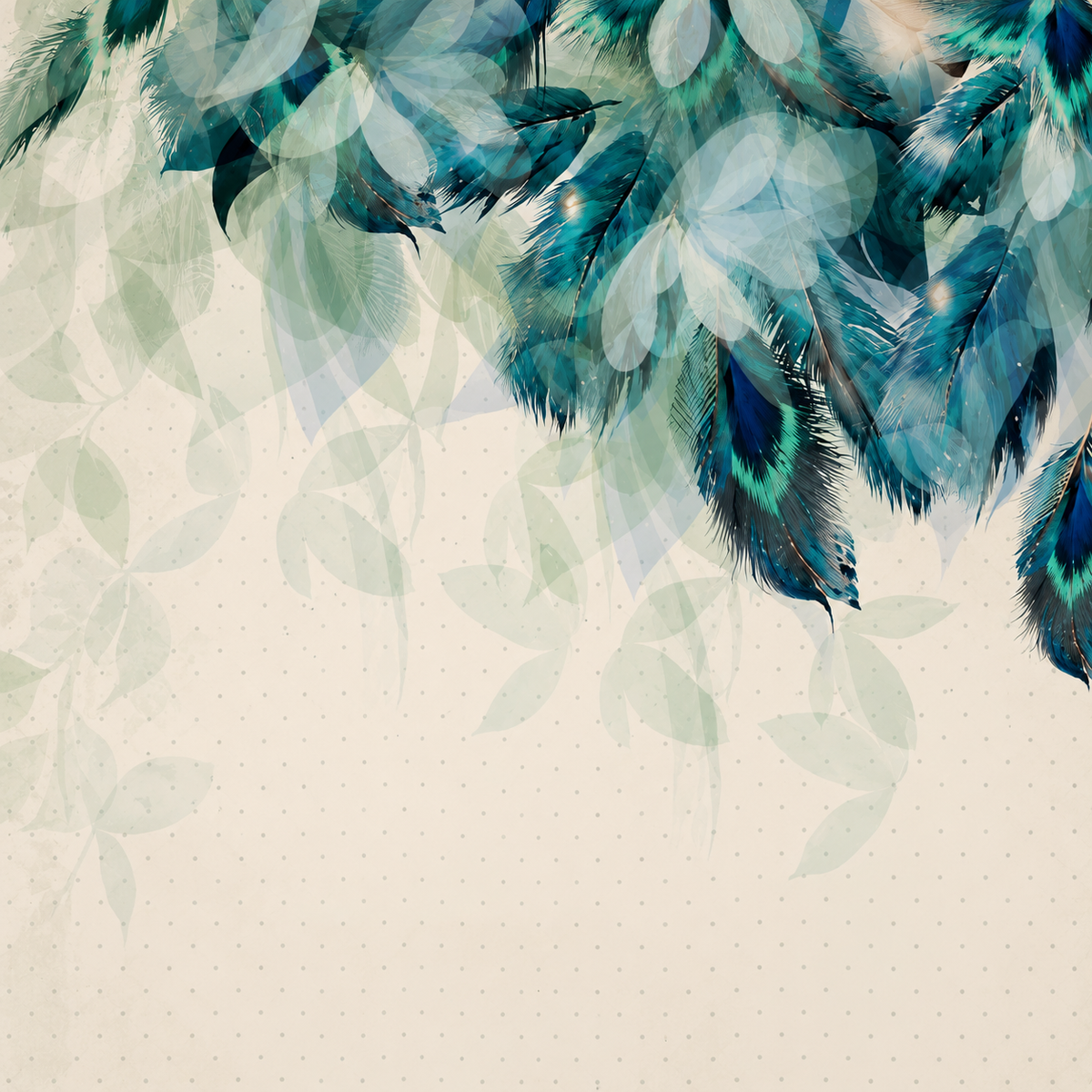 Plumes de Paon Ethnique : décor à plat