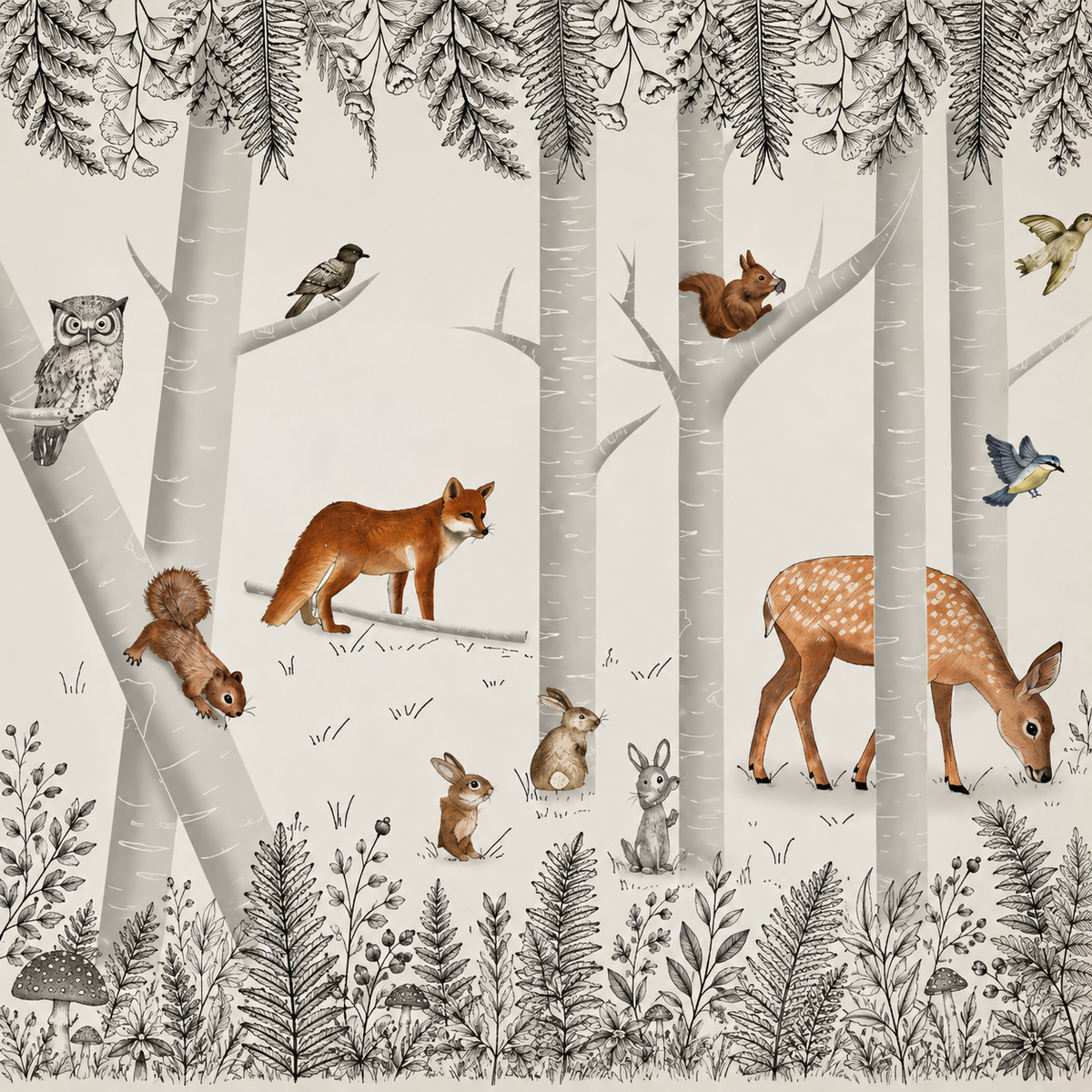 Forêt Enchantée et ses Animaux : décor à plat